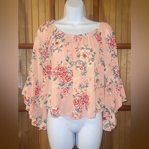 Chic Floral Off-Shoulder Blouse in Pink
